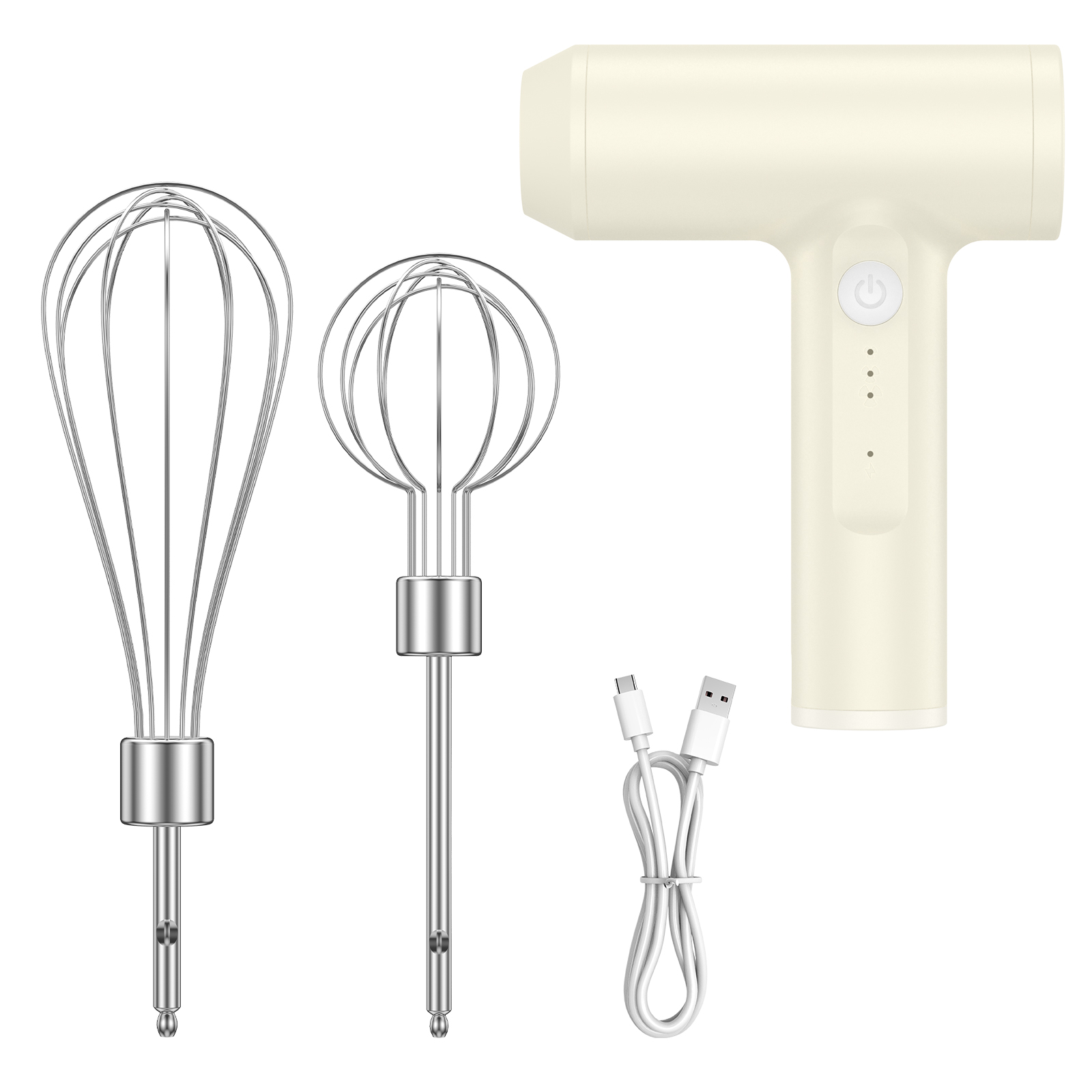 Batidora portátil, batidora de mano inalámbrica con 3 velocidades, batidora de masa de alta potencia, batidora de huevos, crema, Espumadores de leche, herramientas de cocina: Negro