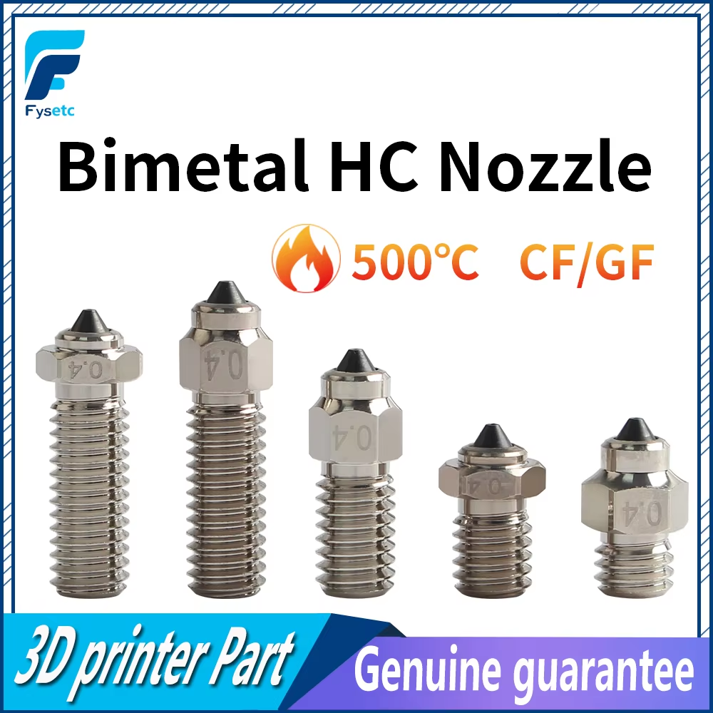 Fysetc dlc gehärteter stahl & kupfer bimetall hc düse für v6/vulkan/mk8 hotend Neptun4 k1 düse verschleiß eitern 3d drucker