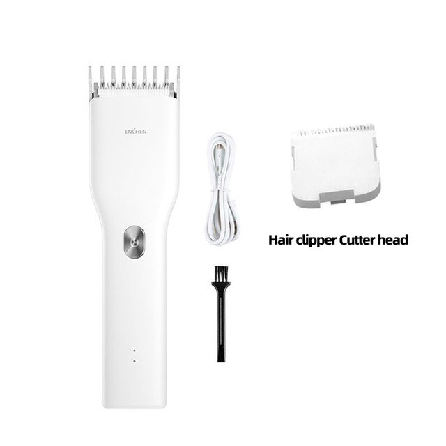 ENCHEN Boost Electric Hair Clippers Men Children Ceramic Cutter Hair Cutting Machine Rechargeable Barber Trimmer: White Set2