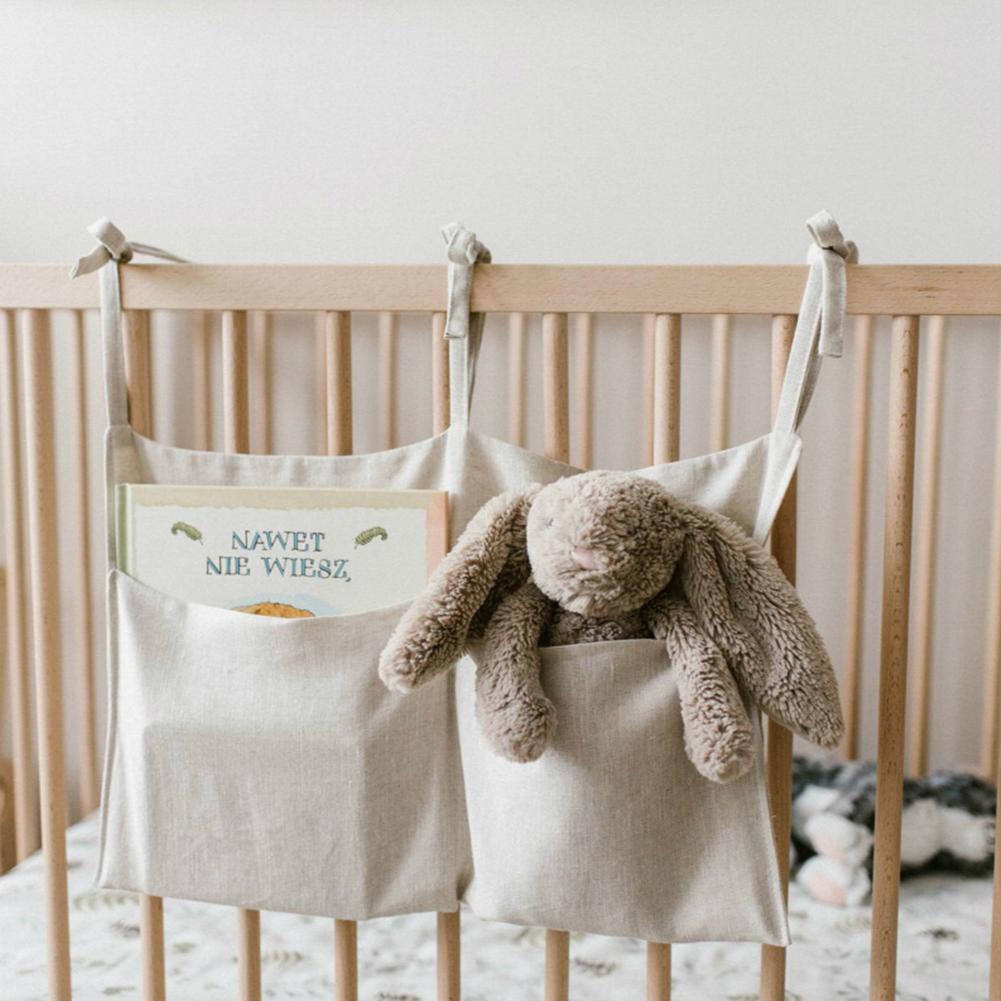 Baby kofanger seng hængende opbevaringspose bomuld nyfødt arrangør legetøj ble lomme til krybbe sengetøj sæt tilbehør ble butiksposer