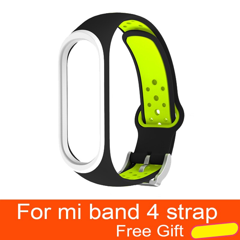 Per Xiao mi mi fascia 4 Cinghia di Accessori per Articoli Elettronica smart sostituzione impermeabile Doppio Braccialetto Del Silicone Di Colore per mi Band4 NFC cinturino Da POLSO: Black-Green