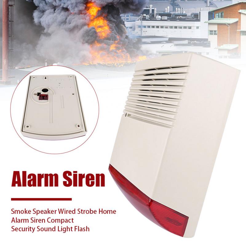 Newest Waterproof Solar Alarm Smoke Speaker Wired Strobe Accessories Home Alarm Siren Compact Security Sound Light Flash