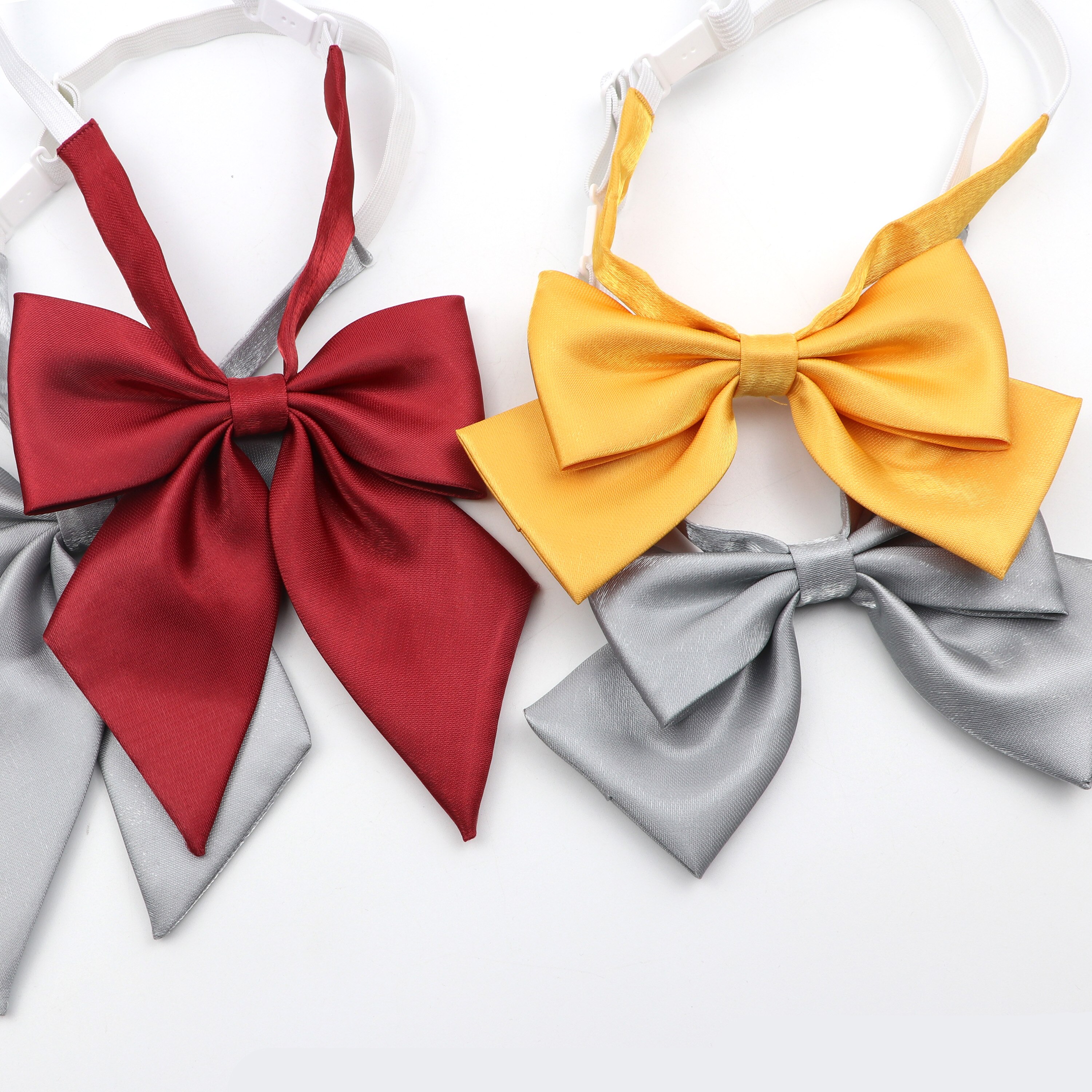 Black Red Woman Bowtie Pretty Solid Color Adjustable Butterfly Bowknot Girls Ladies Wedding Dress Shirt Collar Accessory