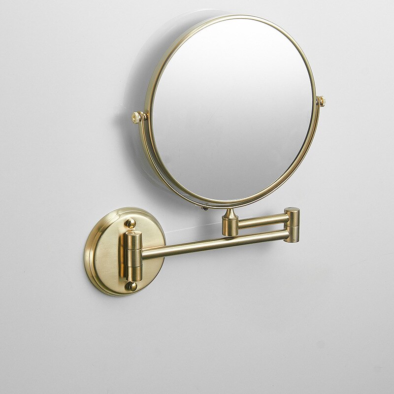 Guld badeværelse 8 tommer forstørrelses spejl folde hotel badeværelse indtrækkeligt makeup spejl dobbeltsidet skønhed spejl væghængende: Børstet guld