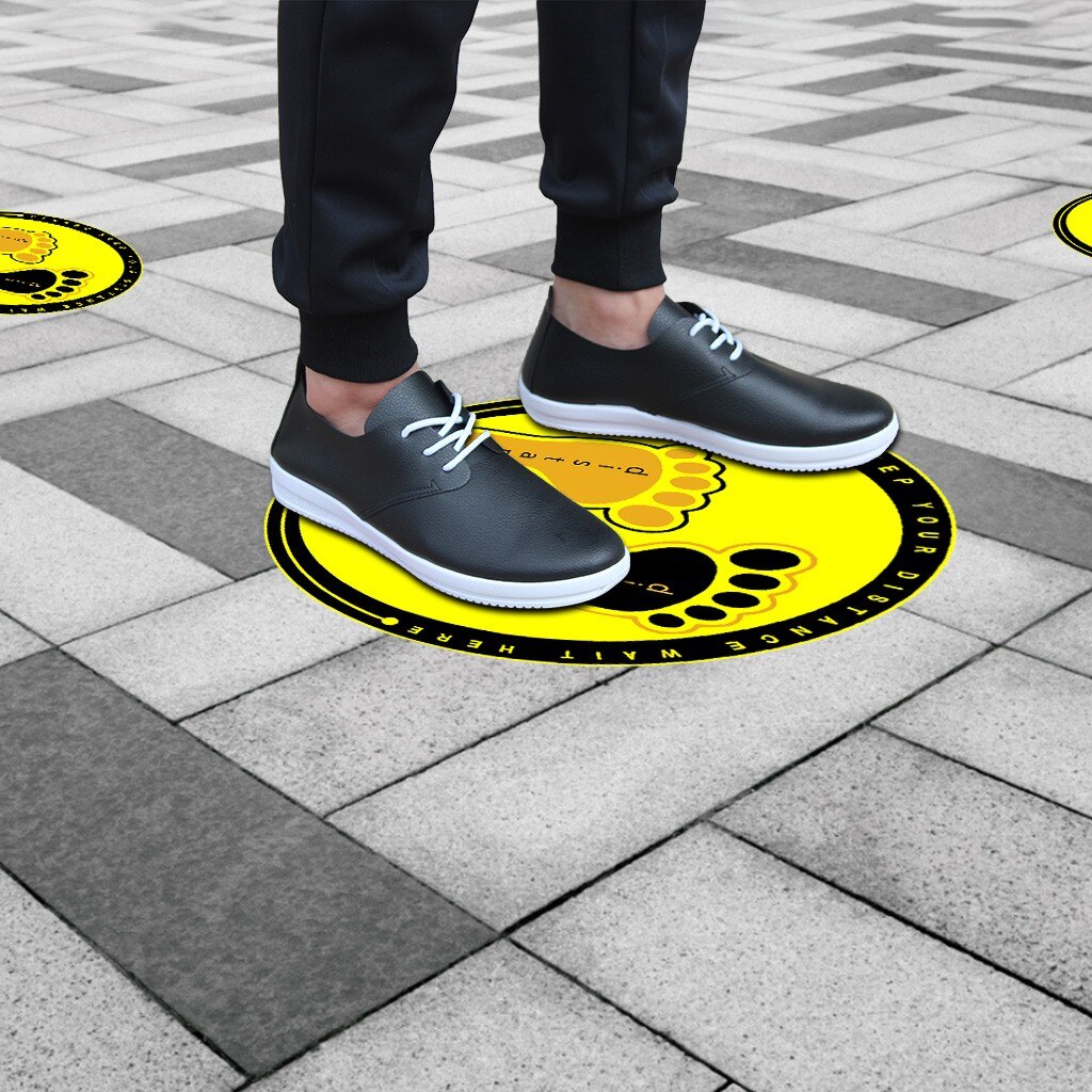 1/5pcs Ground Sign Isolated Label 30CM diameter Please Keep Wait Here Stand Here Keep 6ft in Between Distance Marker Floor Z0504