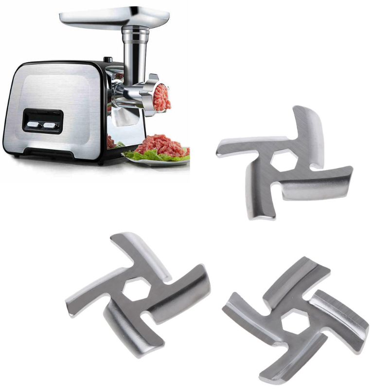 Cuchillo picador de acero inoxidable antioxidante, 4 cuchillas, agujero hexagonal, piezas para picadora de carne, 3 unids/set por juego