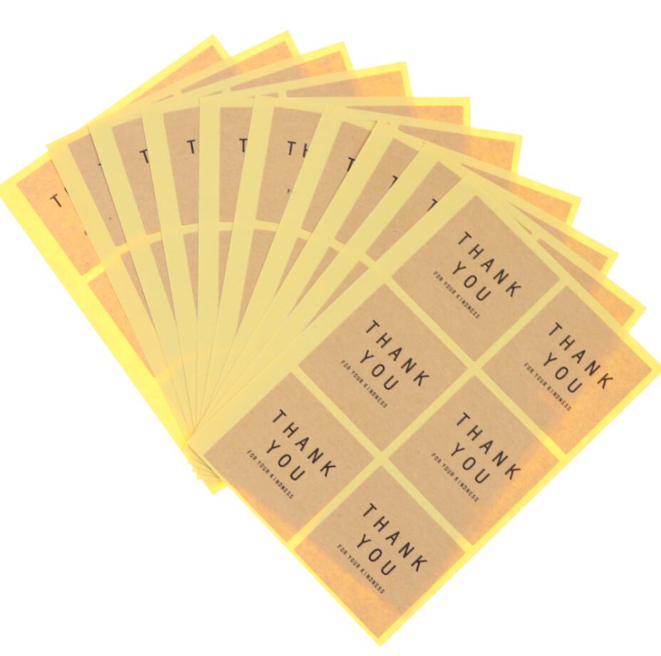 Etiket tak rund firkantet sort kraftpapir farve tætning pasta bagning kiks taske dekorativ forsegling klistermærke 60 stk  / 10 ark: Firkantet kraftpapir