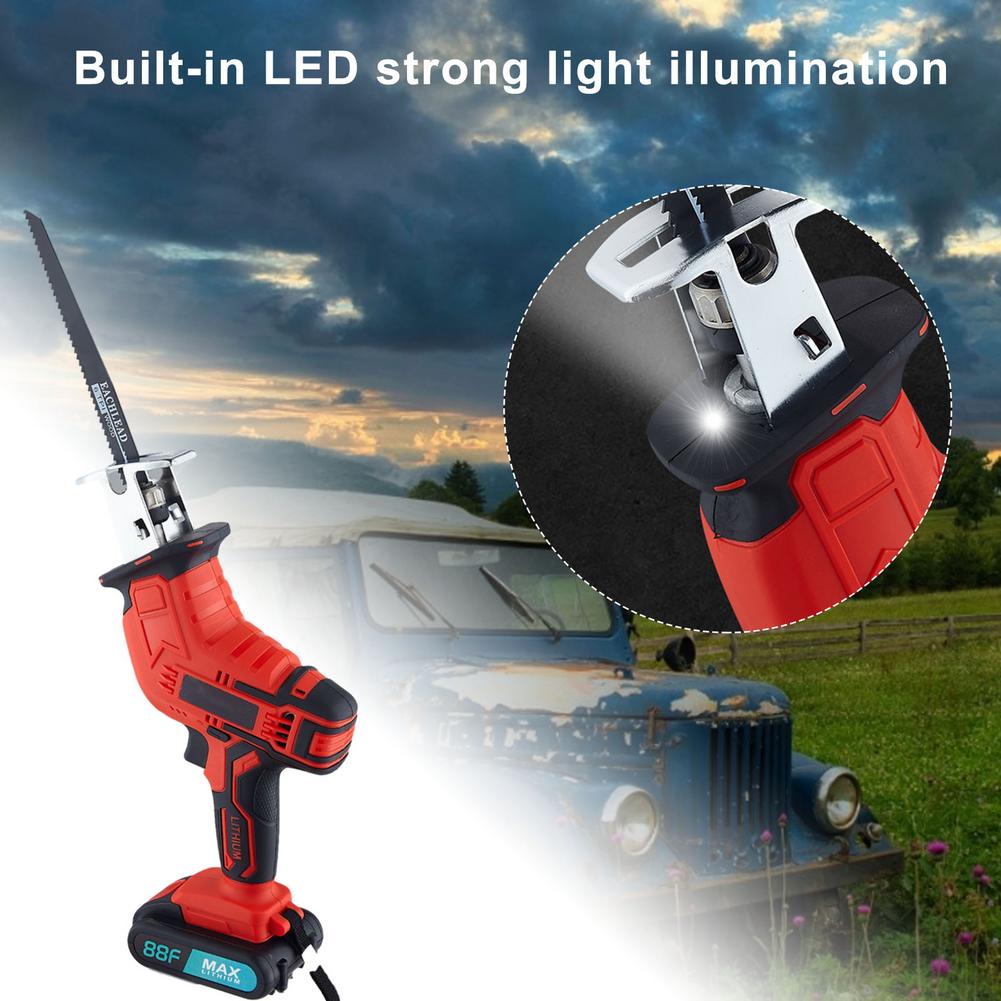 Handheld Lithium Reciprocating Saw Sabre Saw Hand Saw Woodworking Electric Saw Small Sabre Saw Free 4 Saw Blades