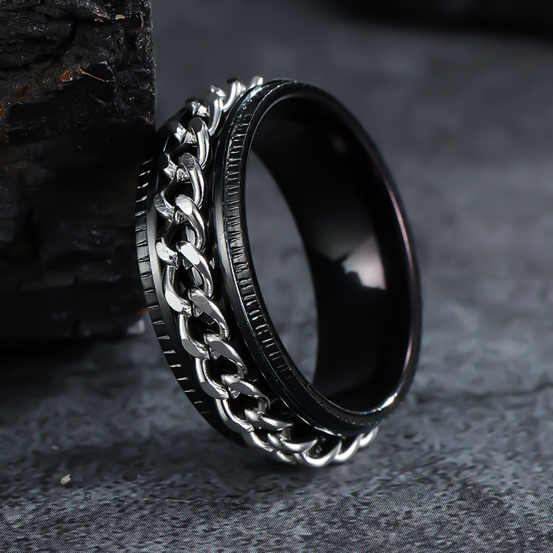 I metal spinner fidget fede ringe til mænd rustfrit stål roterbar kæde angst lindring spinning ring anillo antiestres