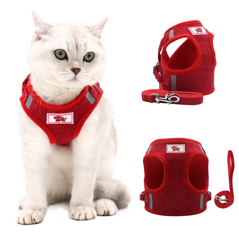 Pet Reflective Dog Harness Adjustable Cat Dog Collar Small Medium Large Dog Leash Vest Safety Vehicular Lead Walking Running