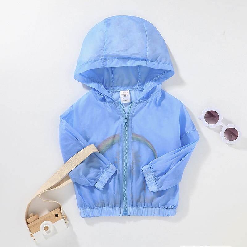 Children's sun protection clothing hooded jacket summer zipper boys and girls sun protection clothing thin section
