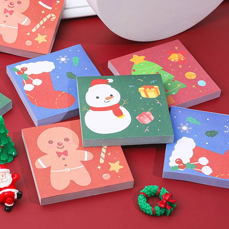 Leuke Cartoon Kerst Student Briefpapier Sticky Berichten Sneeuwpop Kerstboom Gedrukt Notities Stickers Party Accessoires