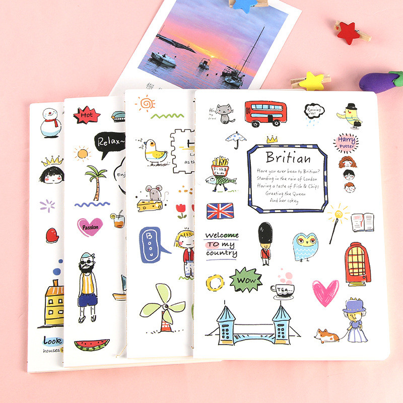 30 Pages Vintage Notepad Book Line Simple Japanese Style Lovely Image A5 Notebook School Supplies Student Stationery: European Series