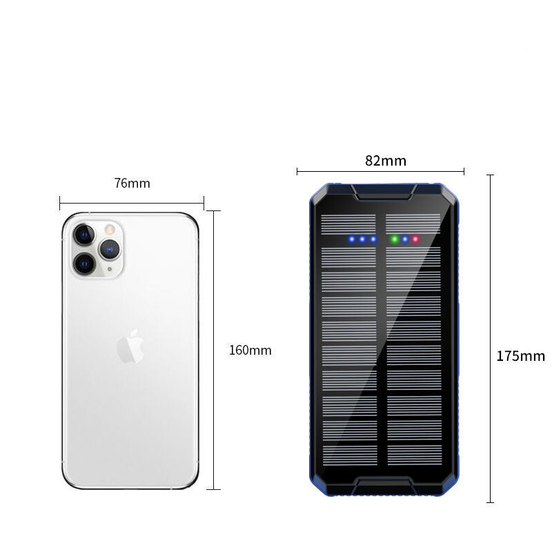80000Mah Qi Wireless Solar Power Bank Draagbare Telefoon Externe Lader Solar Battery Panel Draadloze Opladen Outdoor Powerbank