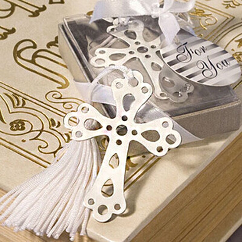 10 Stks/partij Schattige Cross Liefde Silver Metal Bookmarks Voor Bruiloft Pakage