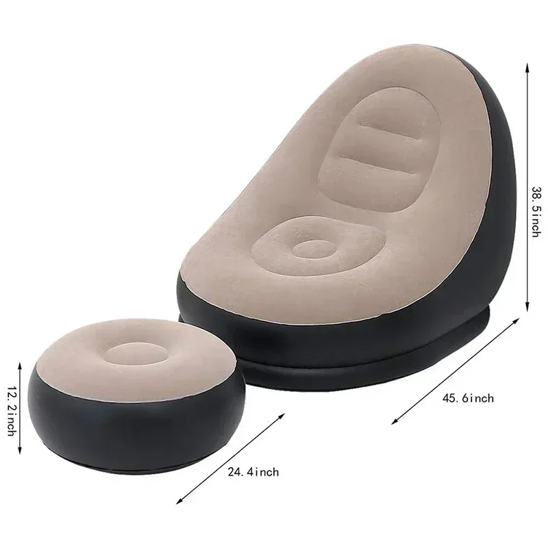 Canapé paresseux gonflable pliable inclinable, canapé-lit d'extérieur avec étriers, combinaison confortable, chaise de canapé en velours floqué