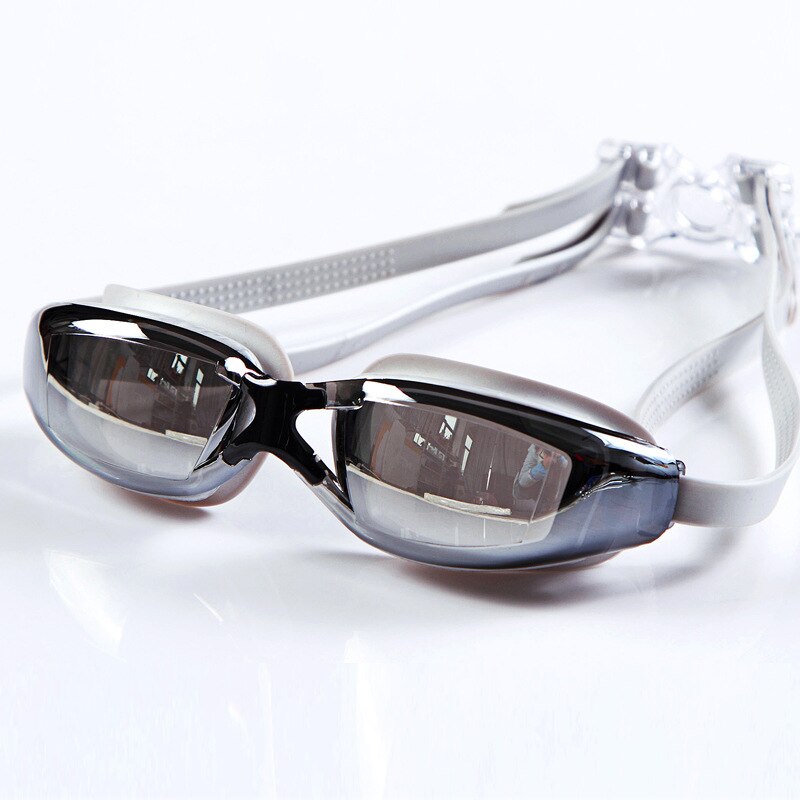 Gafas de baño de galvanoplastia para hombre y mujer, impermeables, UV, antivaho, ajustables, para buceo: Silver
