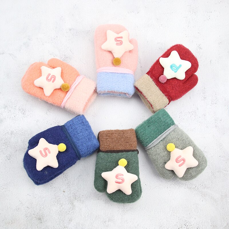 2-6v lapset vauvan käsineet ja lapaset tyttö poika talvi lämpimät neulotut villa lapaset lasten tyttö sametti paksut talvihanskat pojalle