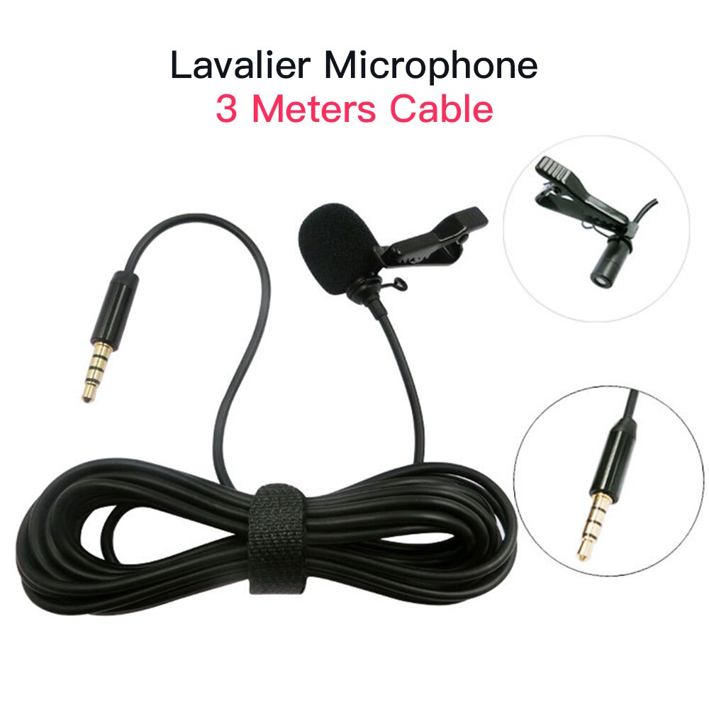 3.5mm Plug Mini Lavalier Lapel Microphone with Clip Omnidirectional Condenser Mic for Smartphone Computer PC Laptop Interview