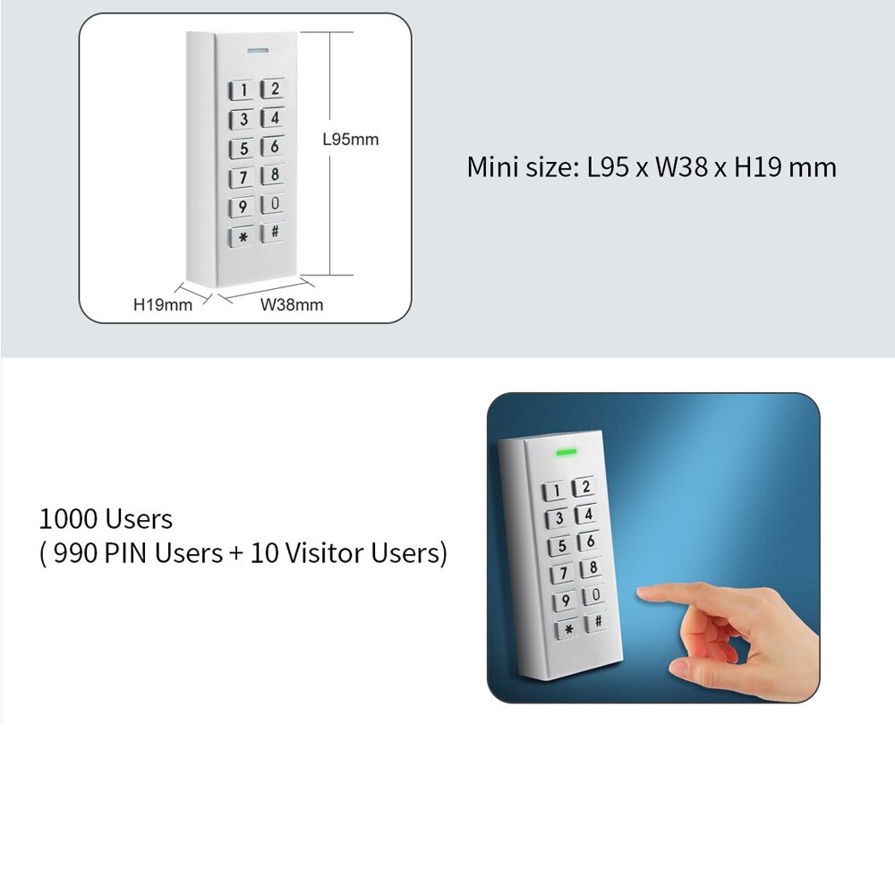 Mini Kleinste Waterdichte IP66 Pin Alleen Deurslot Standalone Toegang Controller Toetsenbord Wachtwoord Deur Entry Controler 1000 Gebruiker