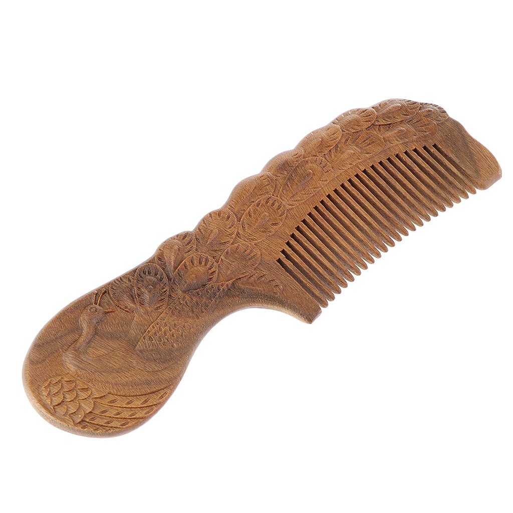 Pente de cabelo antigo de sândalo natural, pente fino de cabelo desembaraçado