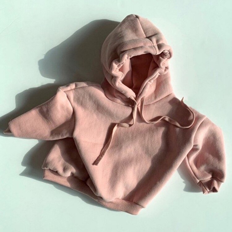 Herfst koreaanse kinderkleding jongens en meisjes fleece casual trui met capuchon: Roze / 4t