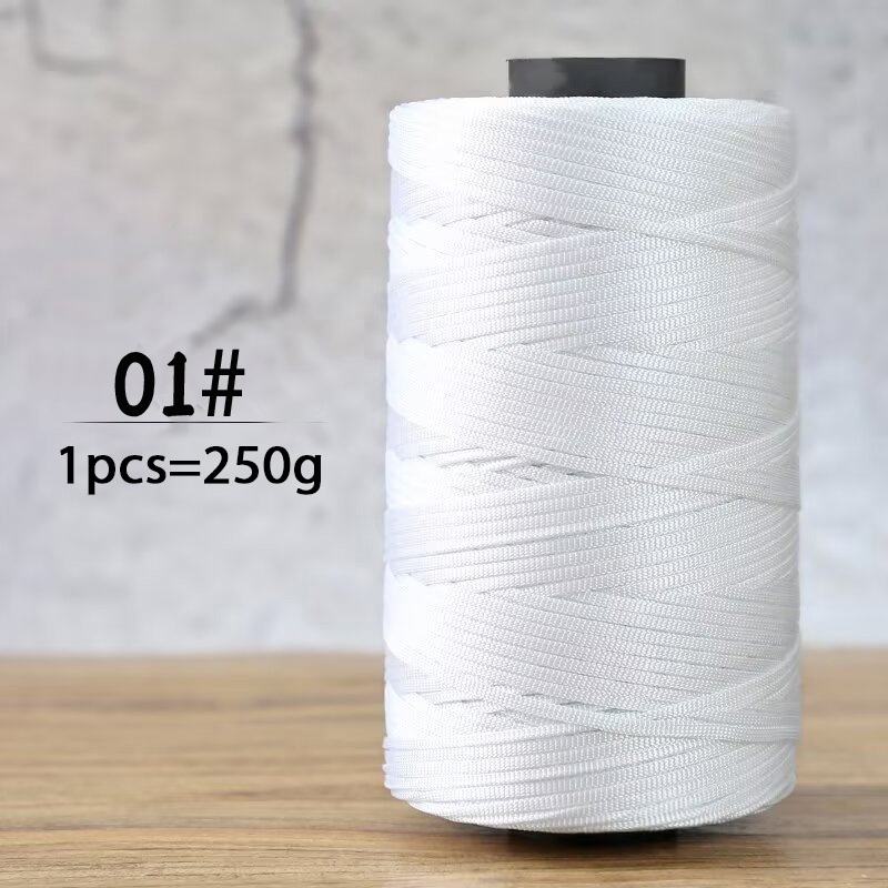 250g summer crochet flat ribbon thread handmade DIY weaving production crochet summer sun hat sandals bag shiny yarn: WHITE