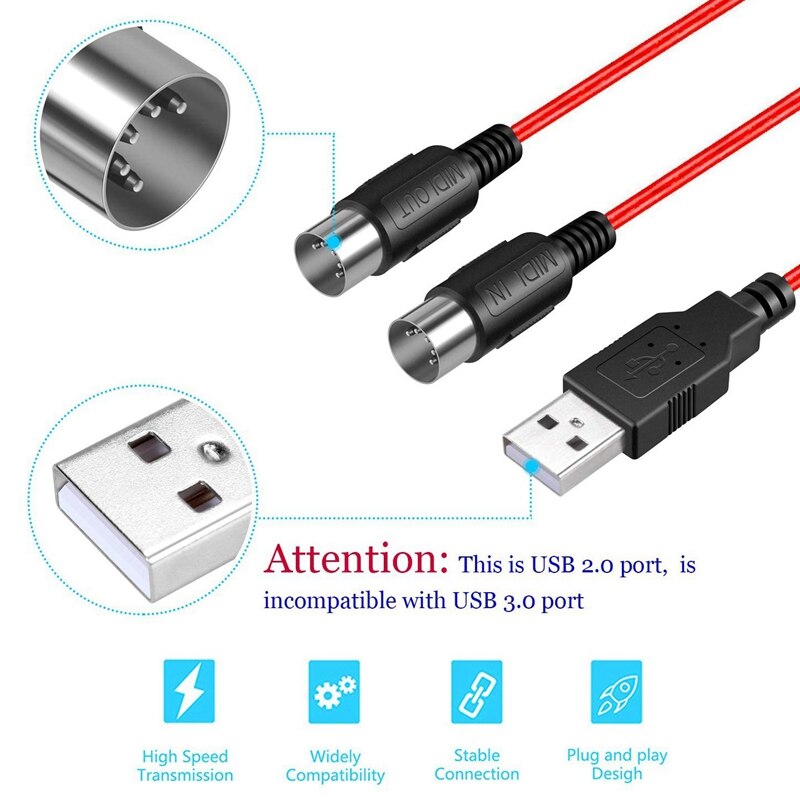 Elektrische Piano Drum Usb Input En Output Midi Kabel Converter Professionele Pc/Notebook Keyboard Adapter Kabel