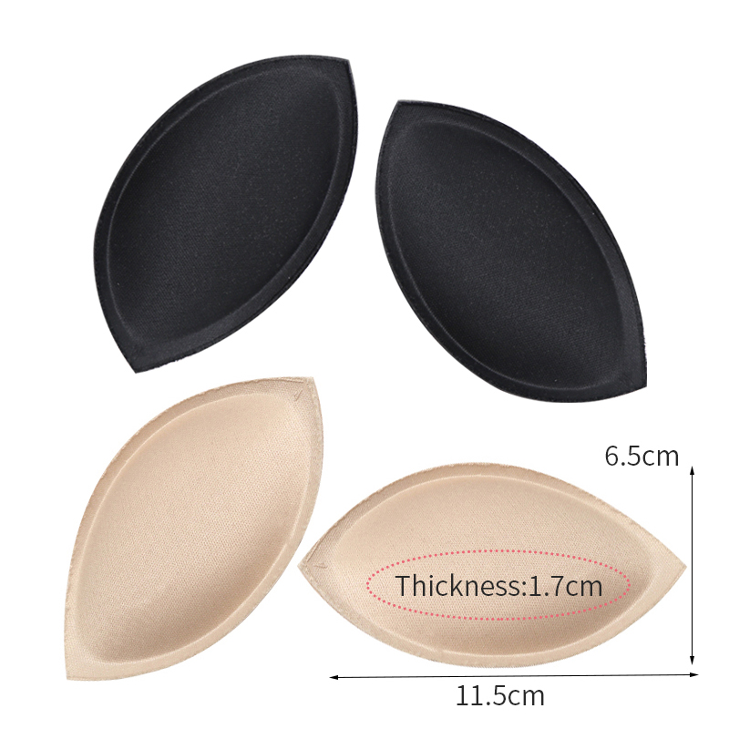 2 pares de almohadillas para sujetador de realce de inserción triangular/redonda, potenciador extraíble, almohadillas para sujetador para mujer, esponja de espuma suave, traje de baño, almohadillas para Bikini: Transparente