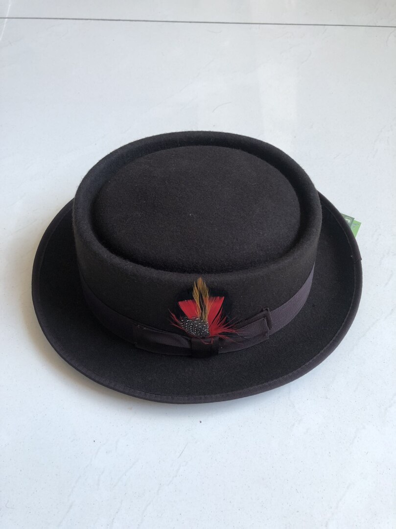 X3000 Wool Cake Small Brim Hat 100% Wool Felt Crushable Unisex Porkpie Fedora Hat Curved Brim Autumn Winter Pork Pie Hat