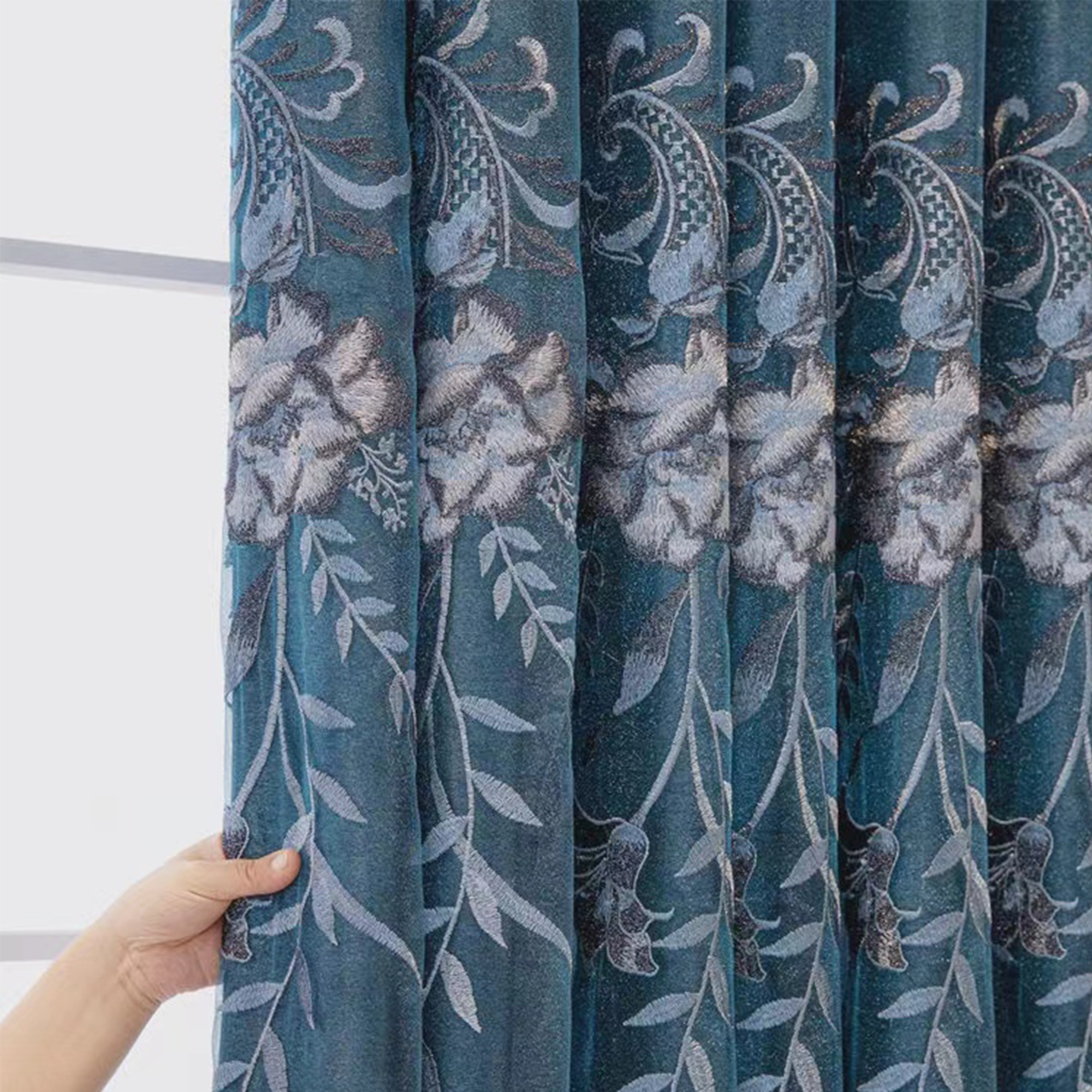 Rideau brodé de luxe moderne, Protection solaire bloquant la lumière, idéal pour le salon de la chambre à coucher, accessoire de décoration pour la maison, 1 pièce
