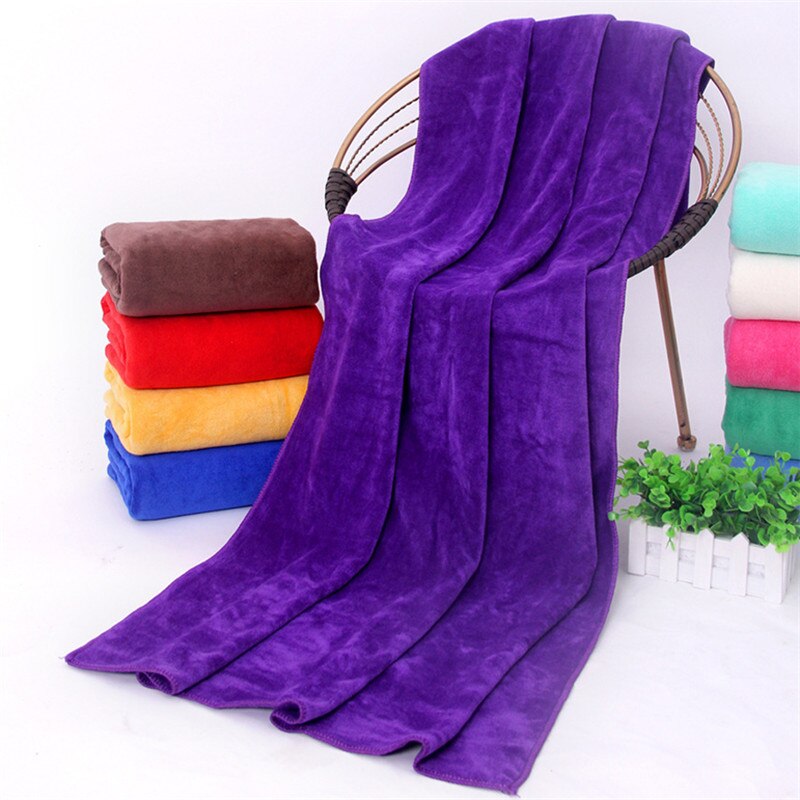 Toalla de baño de microfibra de 17 colores, toalla de playa 140*70cm 310g supersuave, lisa, para gimnasio, de secado rápido, para baño de adultos.: Púrpura