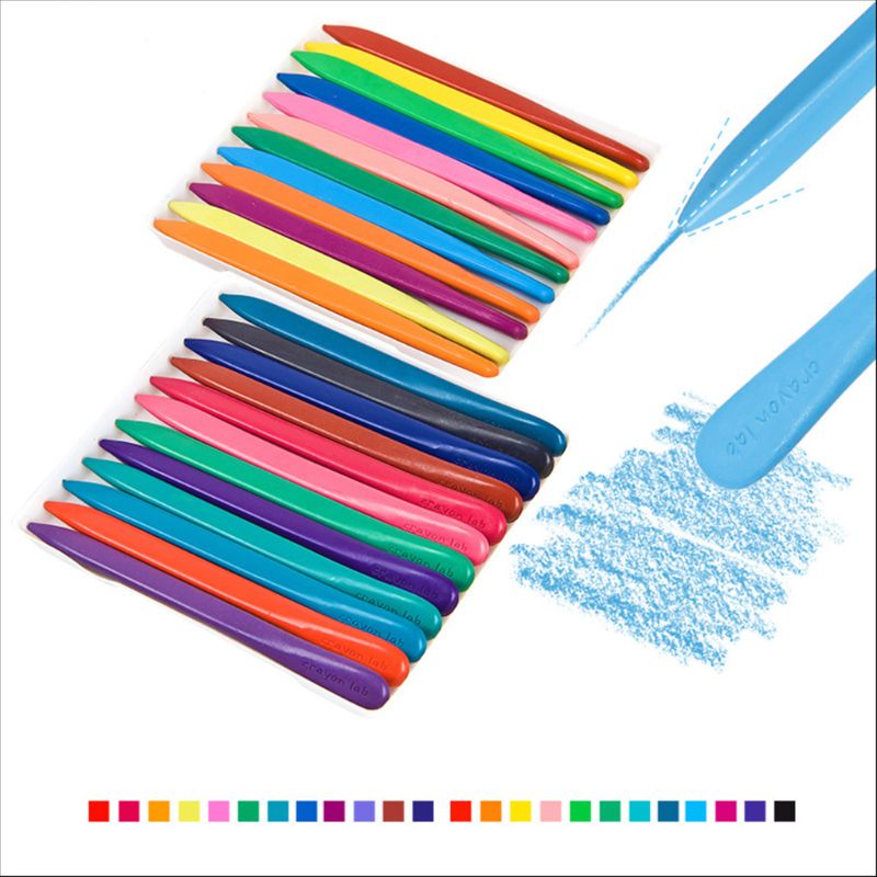 Caja de ceras de colores para niños pequeños, lápiz triangular de cera no tóxica, herramienta de educación temprana, 24 unids/caja