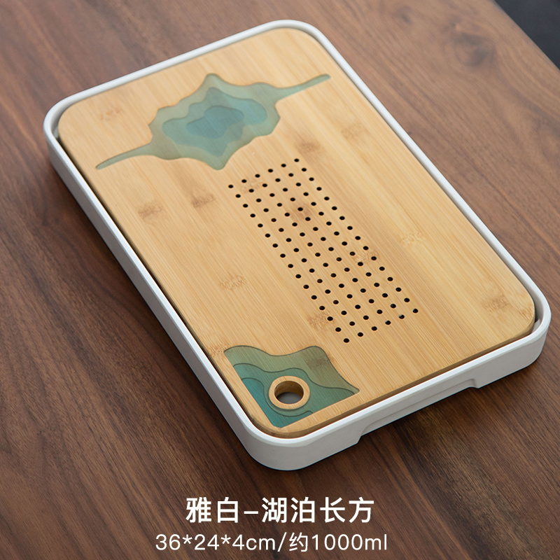 Tea Set Tray Set Japanese Dry Tea Tray Simple Home Office Bamboo Water Storage Melamine Tea Table Desktop Decoration: Y