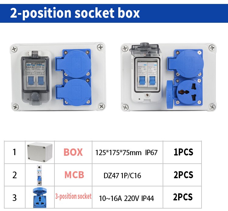 Industry Socket Distribution Box Portable Plastic Group Combine 16a 63a Waterproof Control Box 380v 220v Outdoor: 4