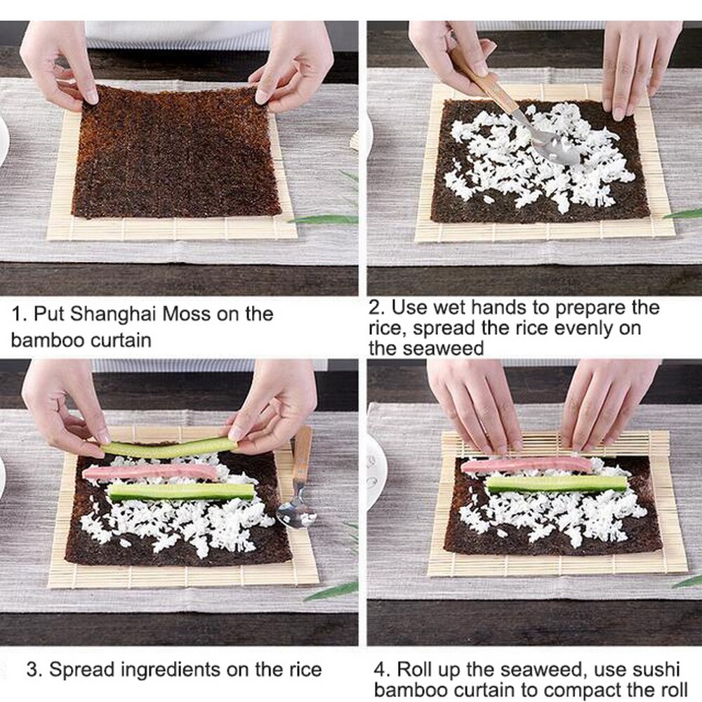 DIY bambusowa mata robić Sushi przyrząd kuchenny Sushi rolka nieprzywierająca Sushi kurtyna ręczna maszyna Sushi narzędzie akcesoria robić gotowania