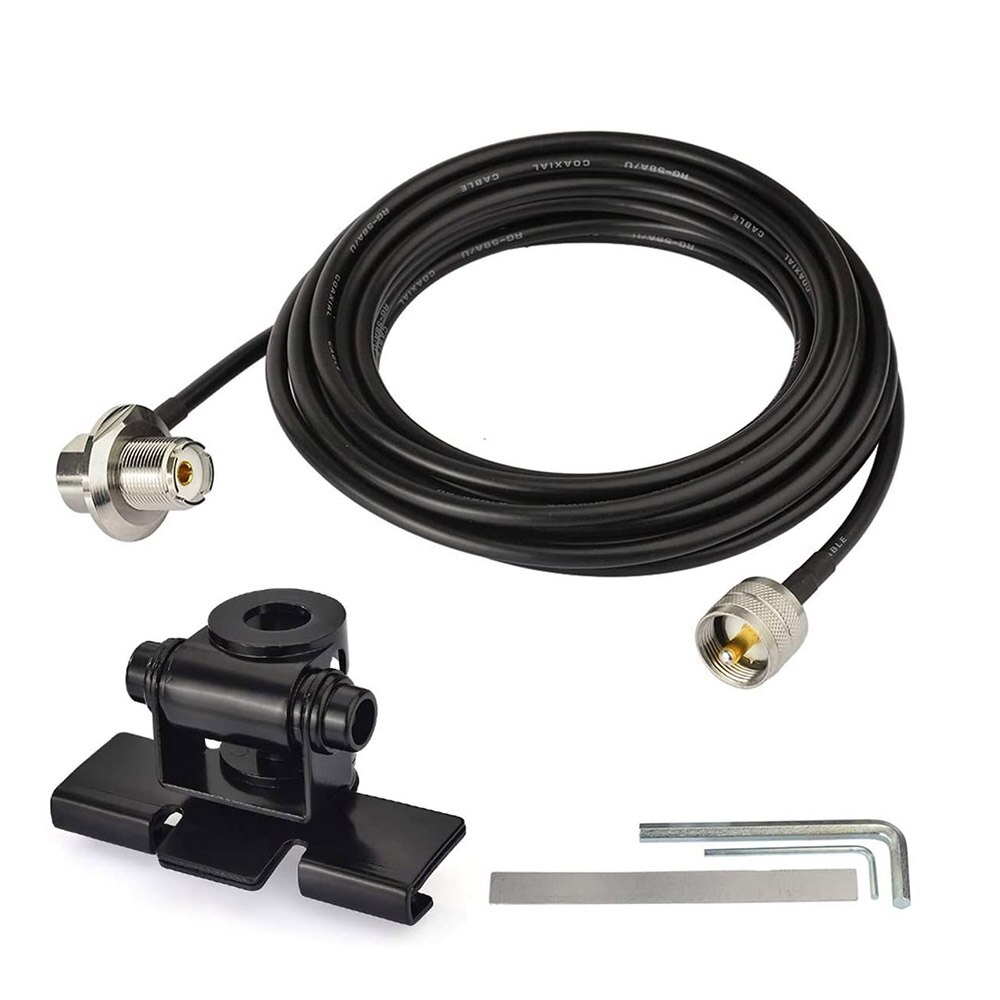 Eightwood Car Truck Amateur Two Way Radio Low Profile Antenna Aerial with Lip Mount Fixed Bracket PL259 Male 5m RG58 Cable