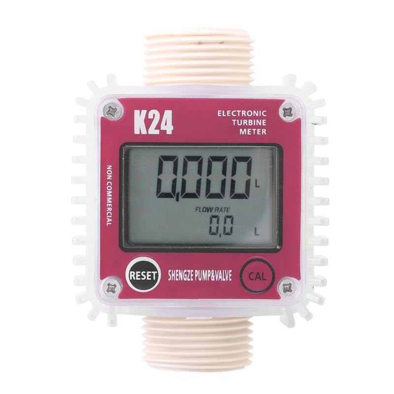K24 Turbine Digital Oil Fuel Flow Meter Gauge for Chemicals Liquid Water Test Lead Accessory Turbine Meter
