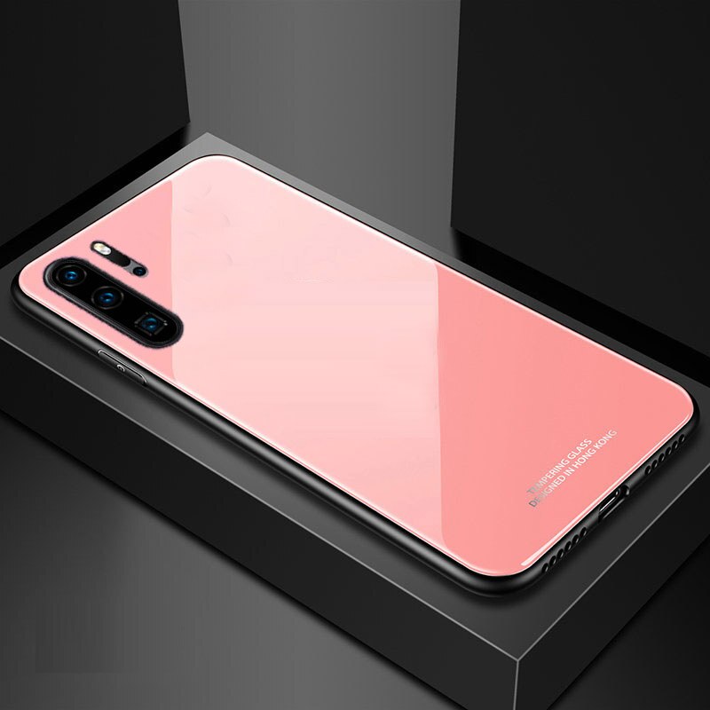 YueTuo luxury original hard glass mirror case for huawei p30 lite pro p30pro p30lite p 30 silicone silicon back hard phone cover: For Huawei P30 pro / pink