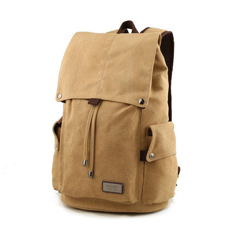 Mænd rygsæk fritid bør rejse retro lærred rygsække mænds tasker studerende skoletaske computer tasker: Khaki