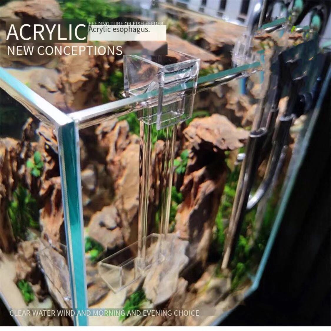 Fish tank feeding tube glass feeder transparent acrylic feeder fish shrimp turtle universal feeding aquarium accessories S. M. L