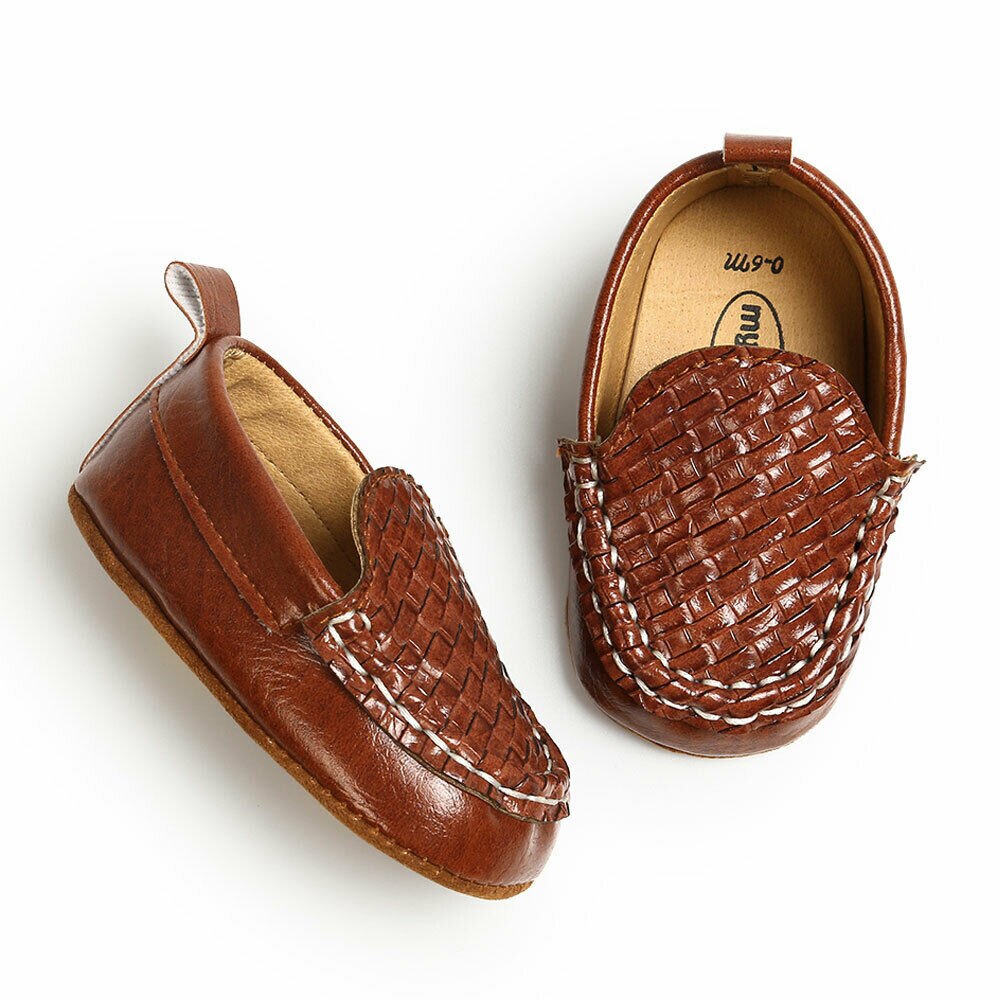 Baby First Walkers Kid Boy Girl Casual Loafer Flat Shoe Casual Baby Walk Trainner Boat Peas Shoes PU Solid Anti Slip Shoes