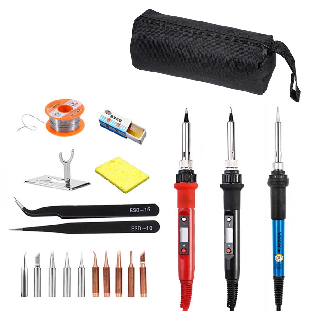 Digital Electric Soldering Iron Kit Welding Tools 110V 220V 60W 80W Ceramic Heat Temperature Adjustable Solder Iron Rework