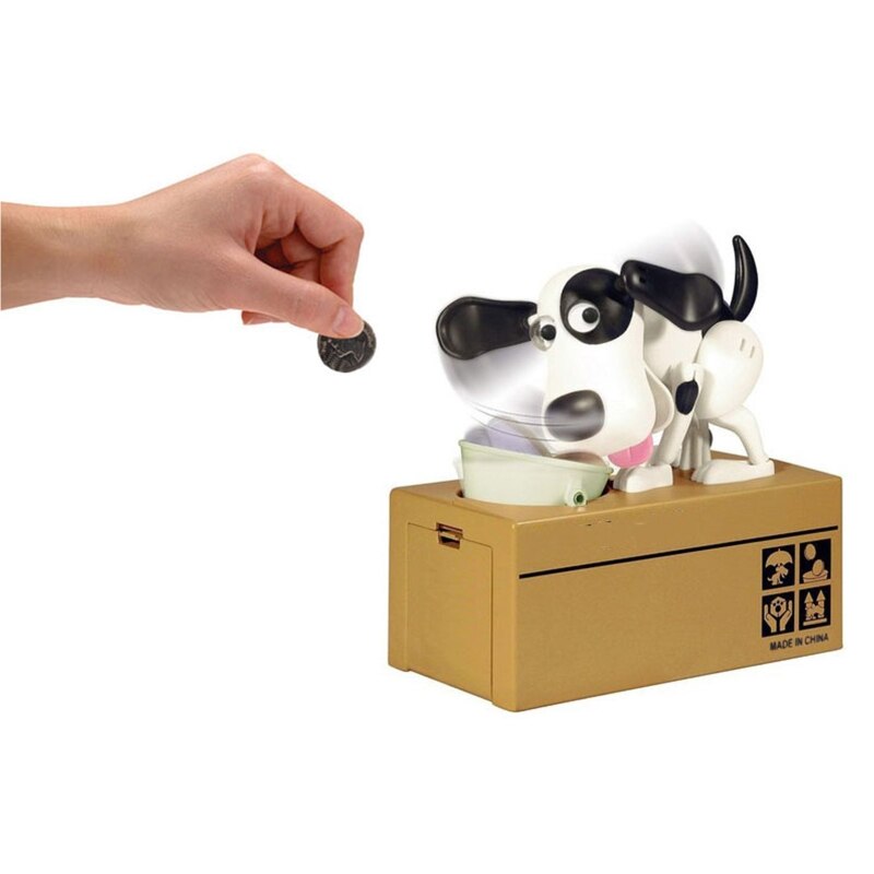 Grappige Plastic Spaarpot Mini Elektrische Robot Realistische Hond Creatieve Supplies Kids Verlichten Verveling D5QA