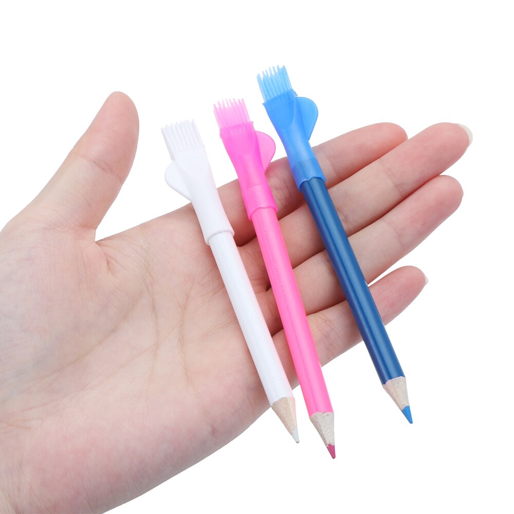 Tiza borrable para Sastre con pincel, rotuladores de modista, lápiz para ropa, manualidades de retazos de tela, accesorio de costura, 3 unids/set por juego
