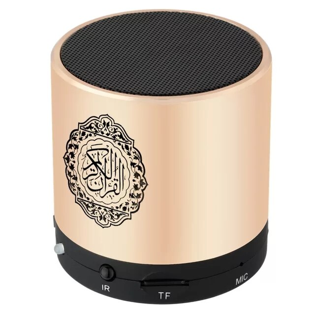 EQUANTU Digitale Koran Speaker 8GB FM Radio met Afstandsbediening 30 Voordragers en 15 Vertalingen Beschikbaar Koran Speler: Goud