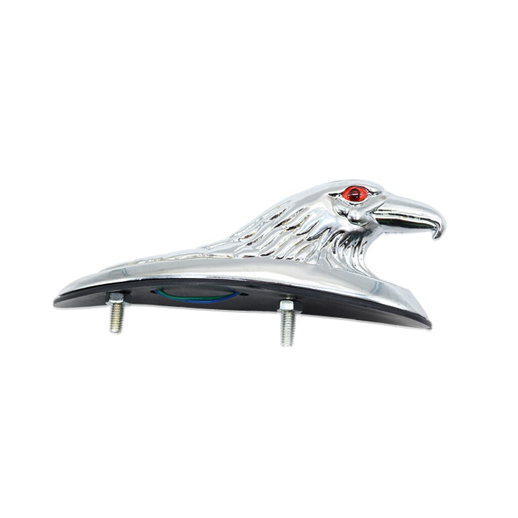 Motorcycle Eagle Head Ornament Statue W/ Lights For Front Chrome