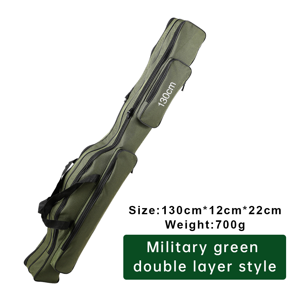 bags tackle bag Canvas Foldable Fishing Rod Reel Fishing Tackle 2/3 Layers: 2 Layer 130cm Green