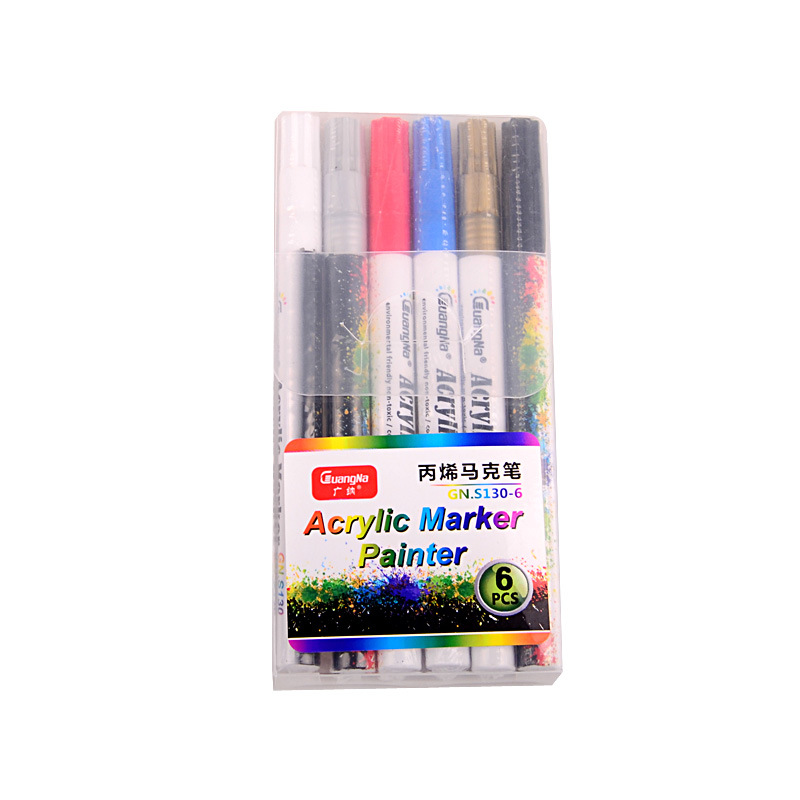 GN 0,7mm Acryl Farbe Stift 12/18 Farben Marker stift Kunst Marker Stift für Keramik Felsen Glas Porzellan Becher Holz stoff Leinwand Malen: 6 Farbe  einstellen