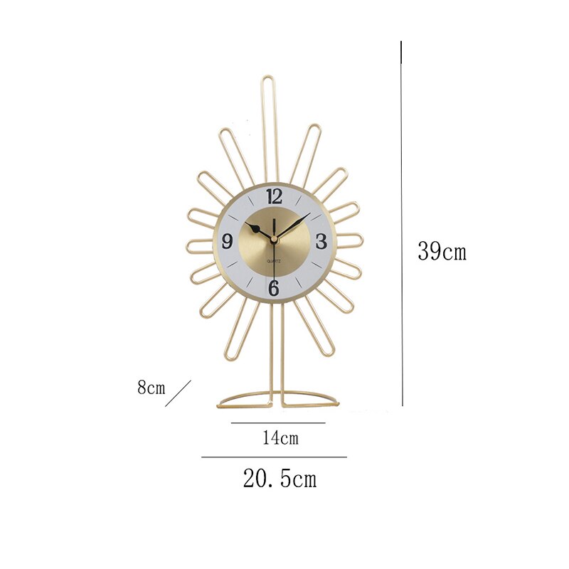 ZGXTM Golden Iron Desktop Clock Desktop Clock Desk Clock Living Room Study Pendulum Clock Desktop Ornament: 005 white
